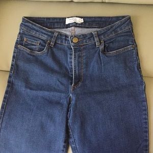 Deep wash straight leg high waisted jeans